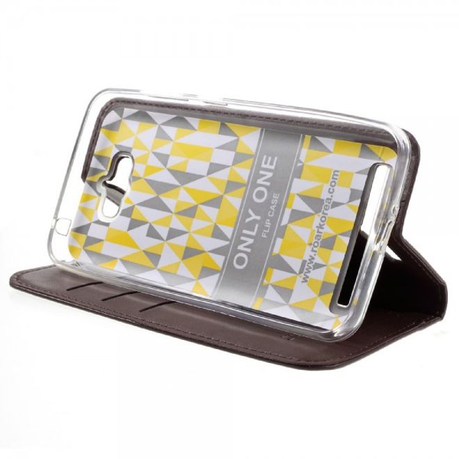 Roar Korea - Asus Zenfone Max Case - Leder Flip Hülle - mit Standfunktion - kaffeefarben