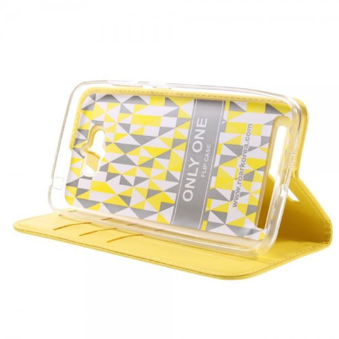 Roar Korea - Asus Zenfone Max Case - Leder Flip Hülle - mit Standfunktion - gelb