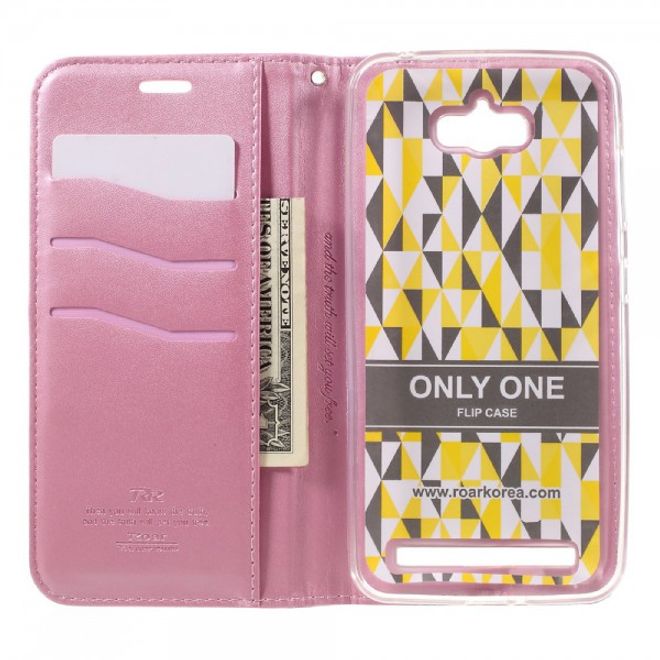Roar Korea - Asus Zenfone Max Case - Leder Flip Hülle - mit Standfunktion - pink