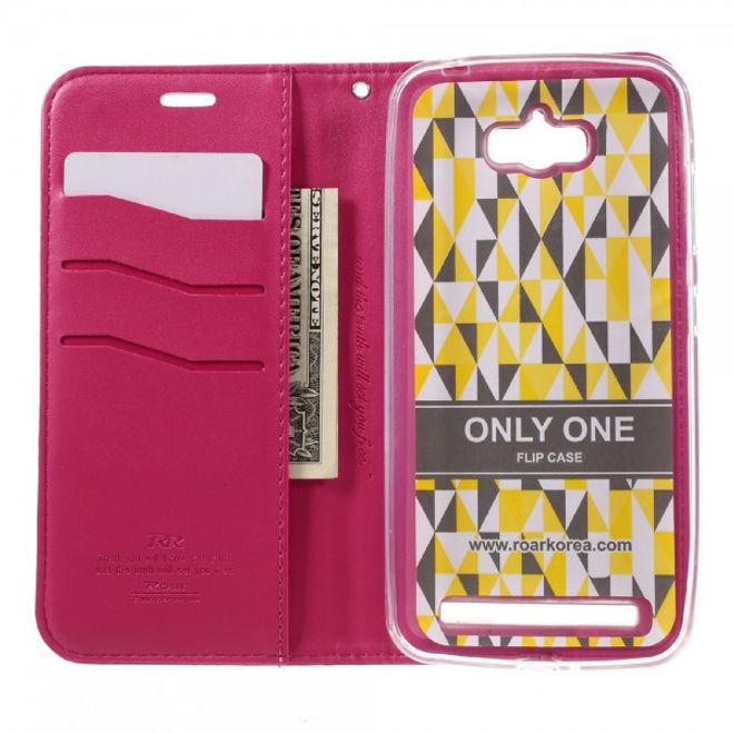 Roar Korea - Asus Zenfone Max Case - Leder Flip Hülle - mit Standfunktion - rosa