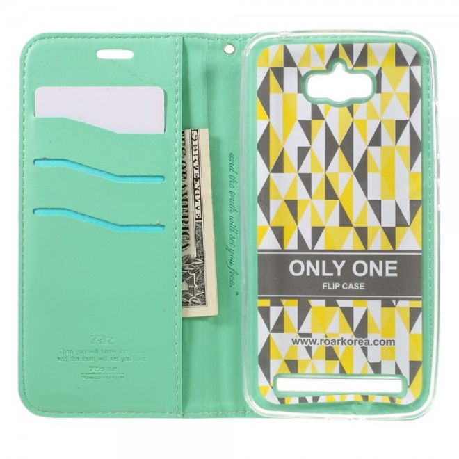 Roar Korea - Asus Zenfone Max Case - Leder Flip Hülle - mit Standfunktion - cyan