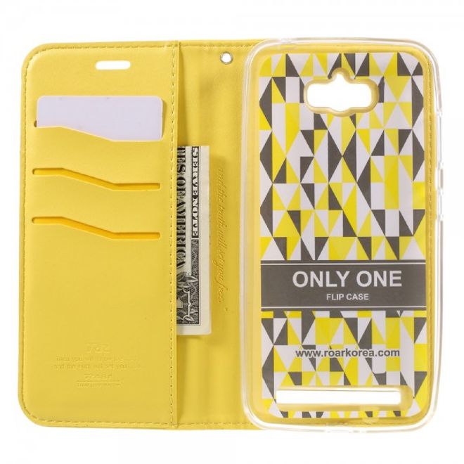 Roar Korea - Asus Zenfone Max Case - Leder Flip Hülle - mit Standfunktion - gelb