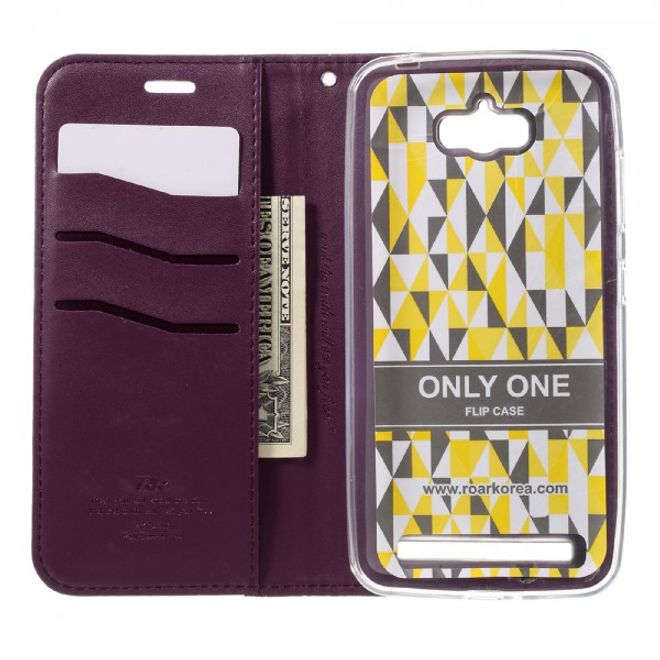 Roar Korea - Asus Zenfone Max Case - Leder Flip Hülle - mit Standfunktion - weinrot