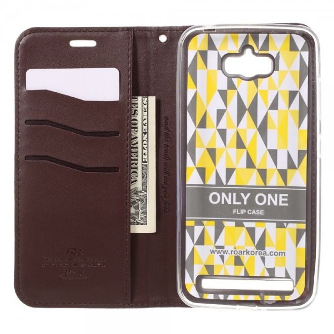 Roar Korea - Asus Zenfone Max Case - Leder Flip Hülle - mit Standfunktion - kaffeefarben