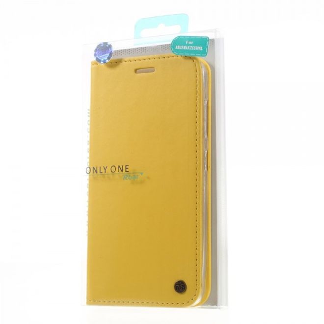 Roar Korea - Asus Zenfone Max Case - Leder Flip Hülle - mit Standfunktion - gelb
