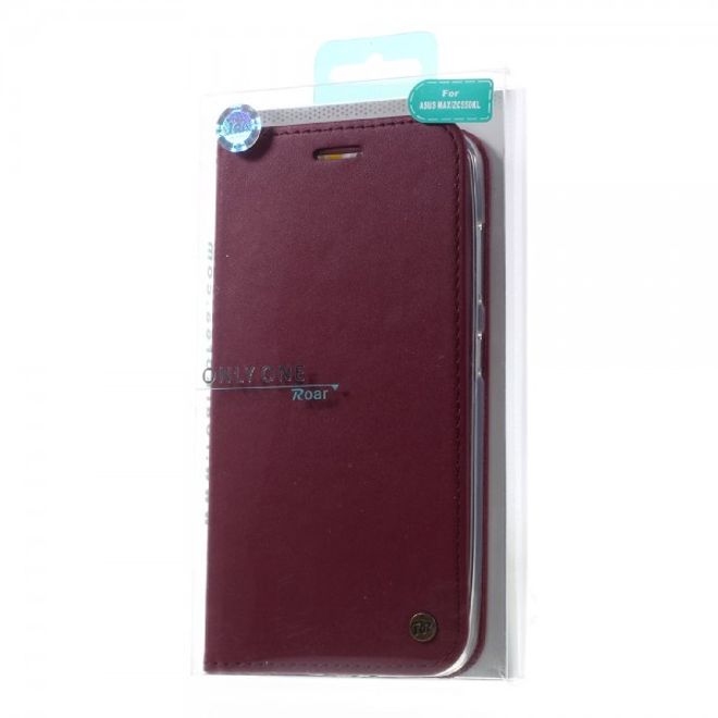 Roar Korea - Asus Zenfone Max Case - Leder Flip Hülle - mit Standfunktion - weinrot