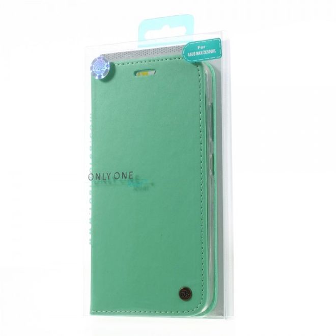 Roar Korea - Asus Zenfone Max Case - Leder Flip Hülle - mit Standfunktion - cyan