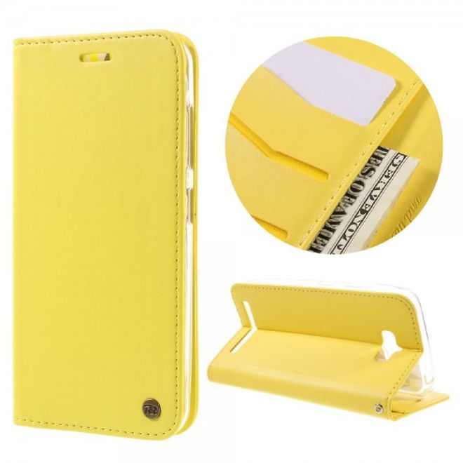 Roar Korea - Asus Zenfone Max Case - Leder Flip Hülle - mit Standfunktion - gelb