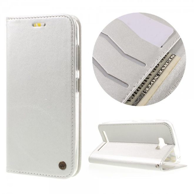 Roar Korea - Asus Zenfone Max Case - Leder Flip Hülle - mit Standfunktion - silber