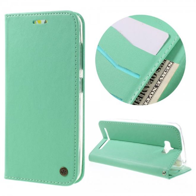 Roar Korea - Asus Zenfone Max Case - Leder Flip Hülle - mit Standfunktion - cyan