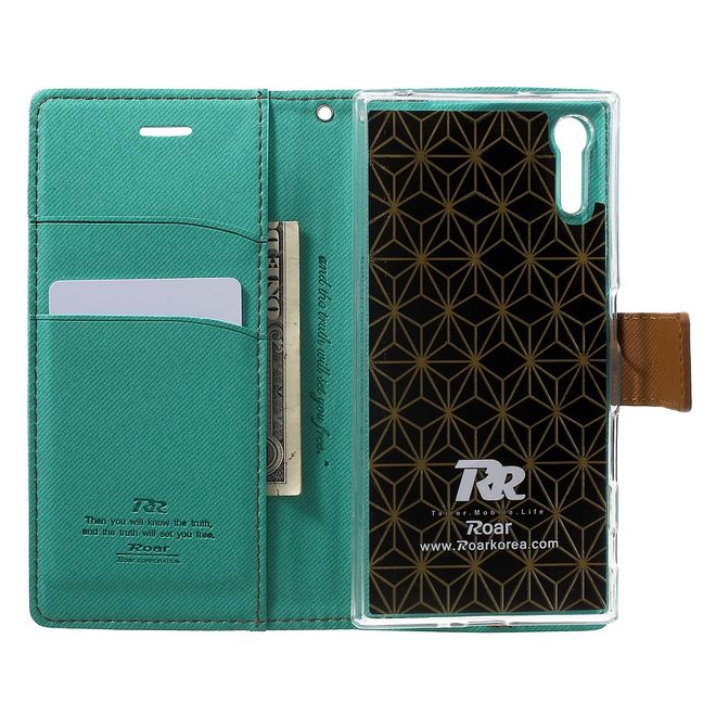 Roar Korea - Hülle für Sony Xperia XZ/XZs - Case aus Leder - Twill Grain Series - grün