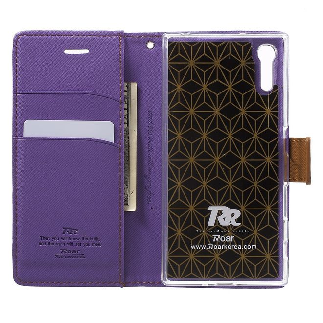 Roar Korea - Hülle für Sony Xperia XZ/XZs - Case aus Leder - Twill Grain Series - purpur