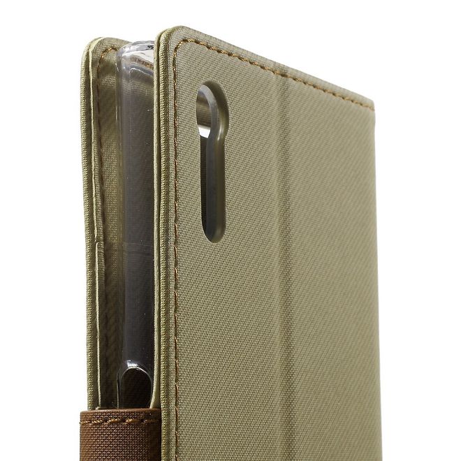 Roar Korea - Hülle für Sony Xperia XZ/XZs - Case aus Leder - Twill Grain Series - khakifarben