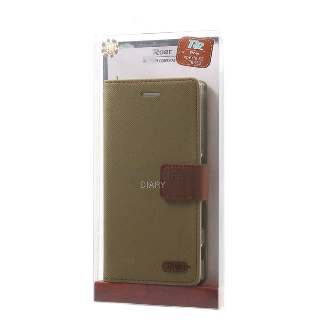 Roar Korea - Hülle für Sony Xperia XZ/XZs - Case aus Leder - Twill Grain Series - khakifarben