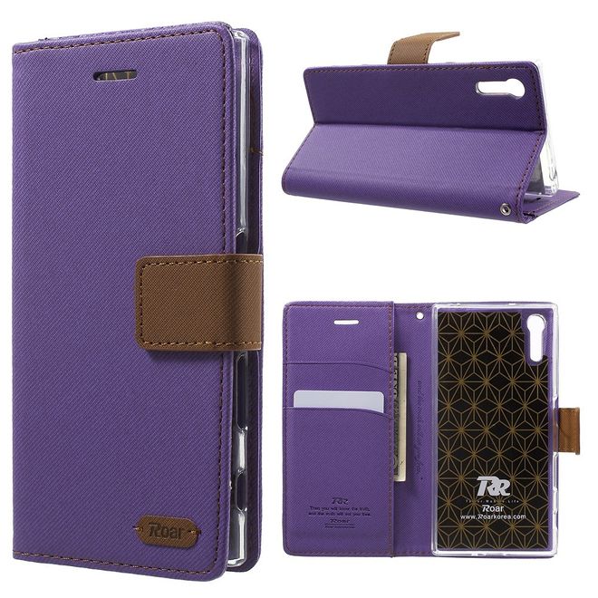 Roar Korea - Hülle für Sony Xperia XZ/XZs - Case aus Leder - Twill Grain Series - purpur