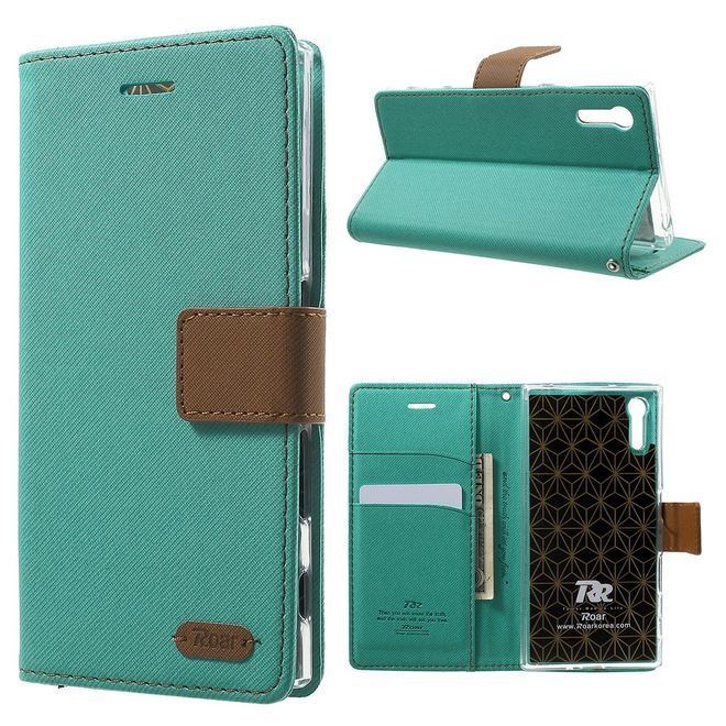 Roar Korea - Hülle für Sony Xperia XZ/XZs - Case aus Leder - Twill Grain Series - grün