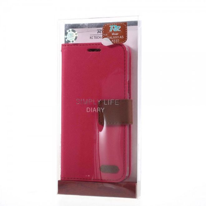 Samsung Galaxy A5 (2016) Leder Cover Hülle mit Köpermuster von Roar Korea - rosa