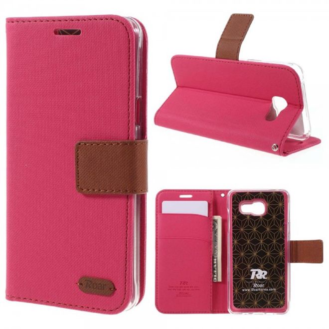 Samsung Galaxy A5 (2016) Leder Cover Hülle mit Köpermuster von Roar Korea - rosa