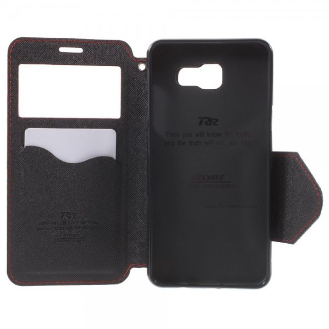 Samsung Galaxy A5 (2016) Roar Korea Diary View Series Leder Case Hülle mit kleinem Fenster - rot