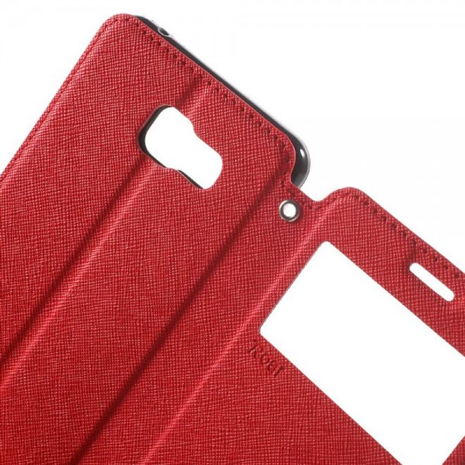 Samsung Galaxy A5 (2016) Roar Korea Diary View Series Leder Case Hülle mit kleinem Fenster - rot