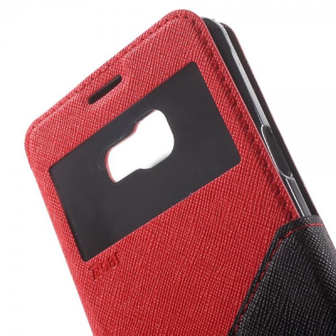 Samsung Galaxy A5 (2016) Roar Korea Diary View Series Leder Case Hülle mit kleinem Fenster - rot