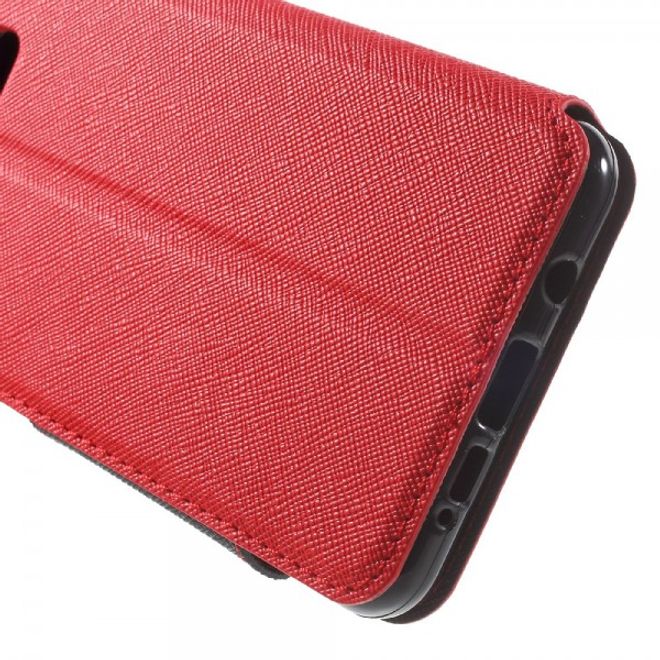 Samsung Galaxy A5 (2016) Roar Korea Diary View Series Leder Case Hülle mit kleinem Fenster - rot