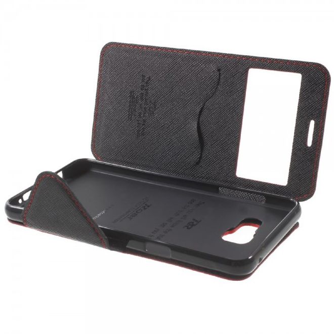 Samsung Galaxy A5 (2016) Roar Korea Diary View Series Leder Case Hülle mit kleinem Fenster - rot