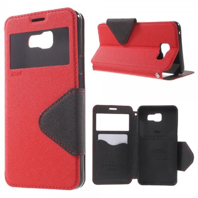 Samsung Galaxy A5 (2016) Roar Korea Diary View Series Leder Case Hülle mit kleinem Fenster - rot