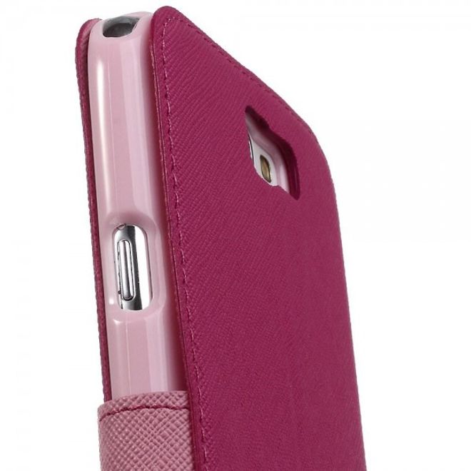 Samsung Galaxy Note 2 Roar Korea Diary View Series Leder Cover Handyhülle mit kleinem Fenster - rosa
