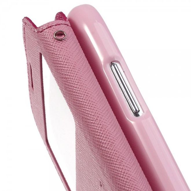 Samsung Galaxy Note 2 Roar Korea Diary View Series Leder Cover Handyhülle mit kleinem Fenster - rosa