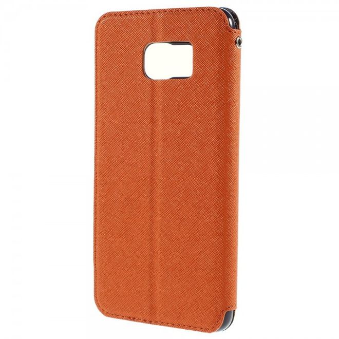 Galaxy S6 Edge Plus Roar Korea Modische Leder Case Hülle mit kleinem Fenster - orange