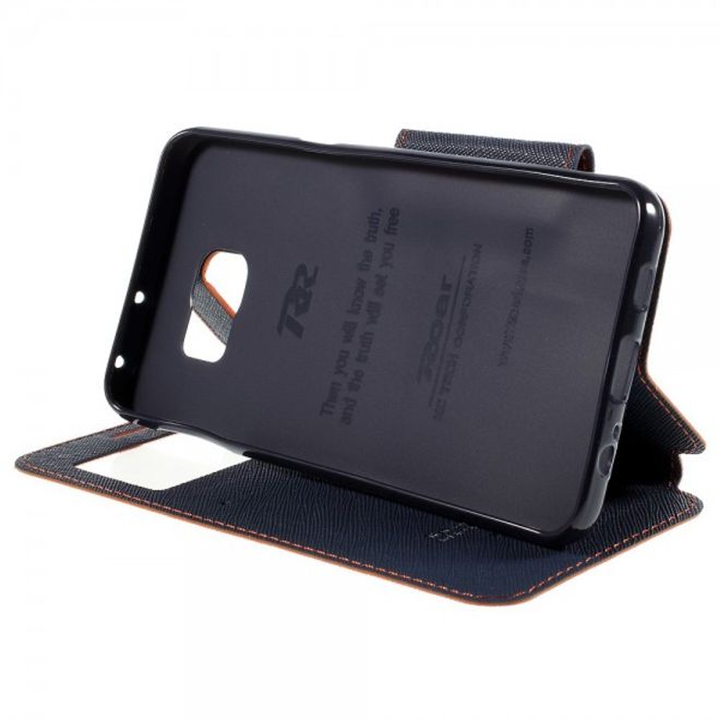 Galaxy S6 Edge Plus Roar Korea Modische Leder Case Hülle mit kleinem Fenster - orange