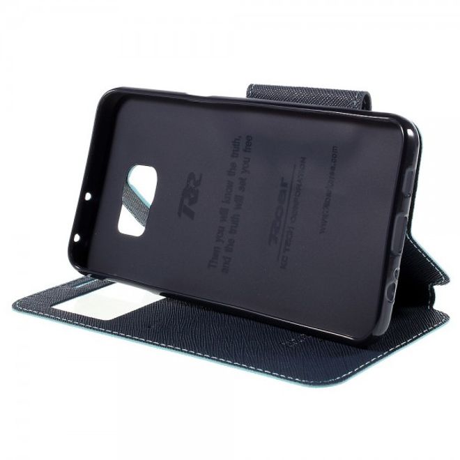 Galaxy S6 Edge Plus Roar Korea Modische Leder Case Hülle mit kleinem Fenster - hellblau