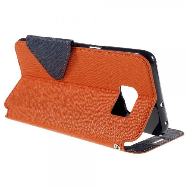 Galaxy S6 Edge Plus Roar Korea Modische Leder Case Hülle mit kleinem Fenster - orange