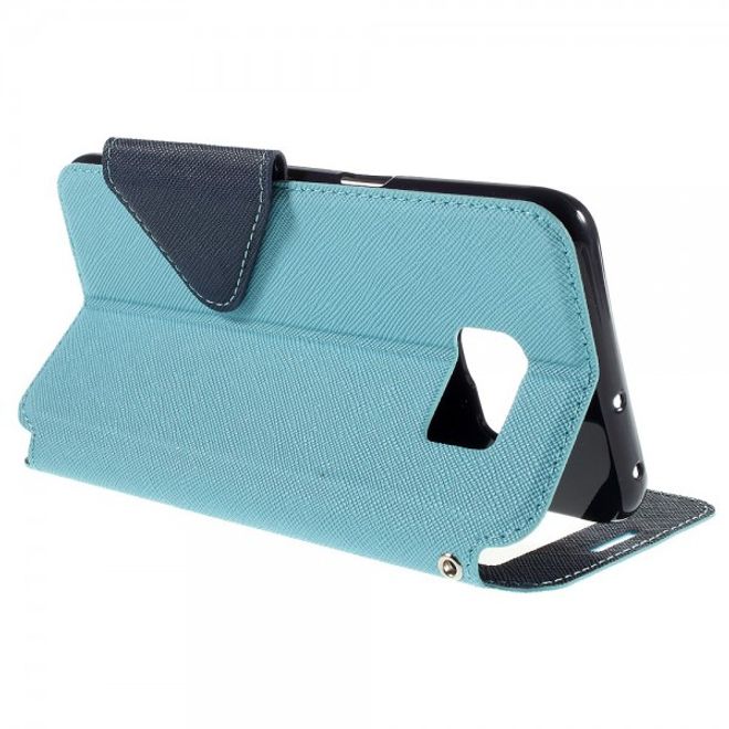 Galaxy S6 Edge Plus Roar Korea Modische Leder Case Hülle mit kleinem Fenster - hellblau