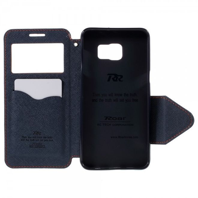 Galaxy S6 Edge Plus Roar Korea Modische Leder Case Hülle mit kleinem Fenster - orange