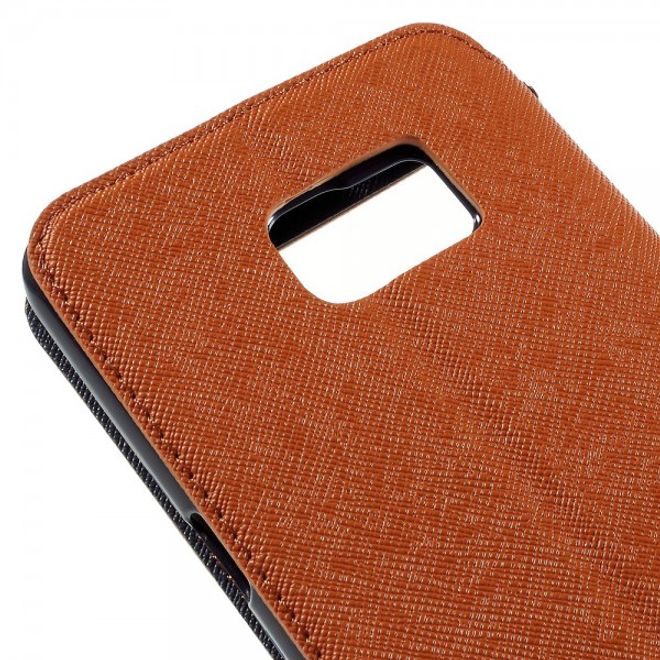 Galaxy S6 Edge Plus Roar Korea Modische Leder Case Hülle mit kleinem Fenster - orange