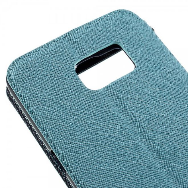 Galaxy S6 Edge Plus Roar Korea Modische Leder Case Hülle mit kleinem Fenster - hellblau