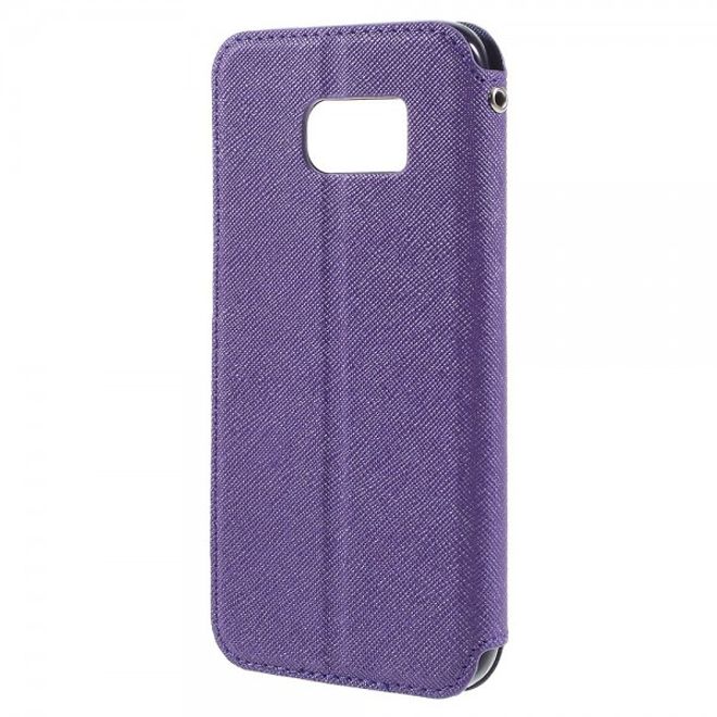 Samsung Galaxy S7 Leder Cover Hülle mit kleinem Fenster von Roar Korea - purpur