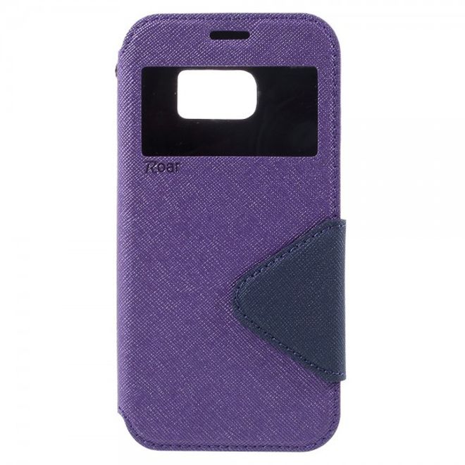 Samsung Galaxy S7 Leder Cover Hülle mit kleinem Fenster von Roar Korea - purpur