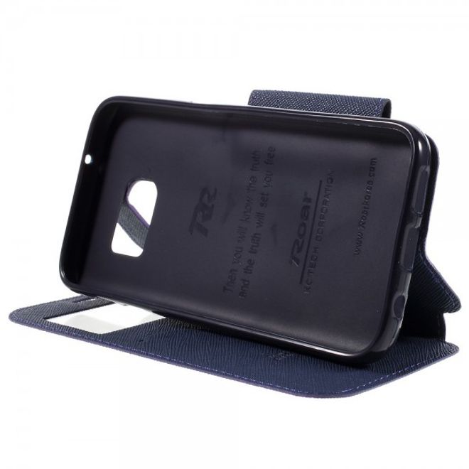Samsung Galaxy S7 Leder Cover Hülle mit kleinem Fenster von Roar Korea - purpur