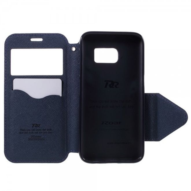 Samsung Galaxy S7 Leder Cover Hülle mit kleinem Fenster von Roar Korea - purpur