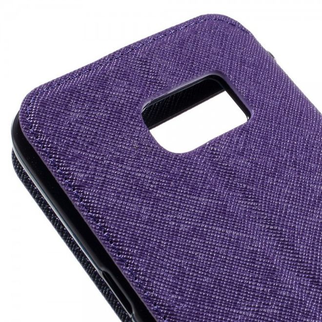 Samsung Galaxy S7 Leder Cover Hülle mit kleinem Fenster von Roar Korea - purpur