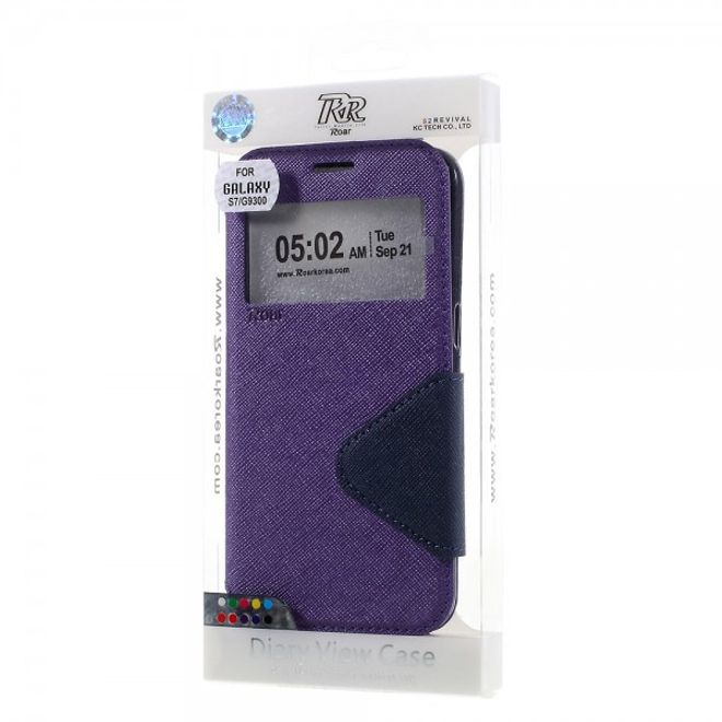 Samsung Galaxy S7 Leder Cover Hülle mit kleinem Fenster von Roar Korea - purpur