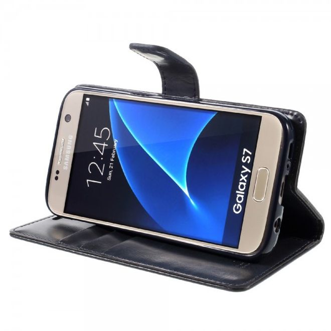 Goospery - Samsung Galaxy S7 Hülle - Handy Bookcover - Bluemoon Diary Series - navy