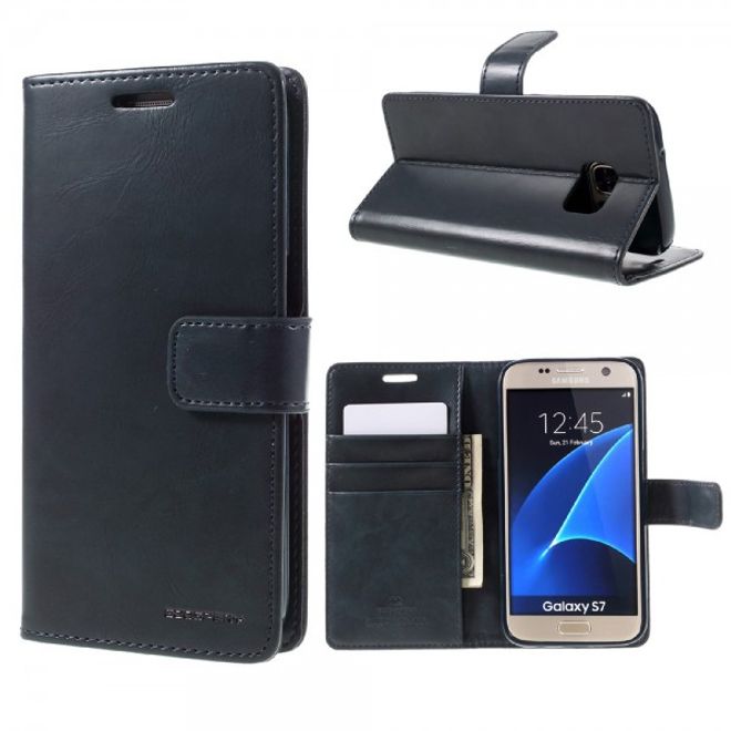 Goospery - Samsung Galaxy S7 Hülle - Handy Bookcover - Bluemoon Diary Series - navy