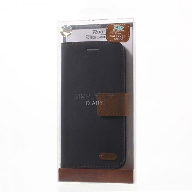 Samsung Galaxy S7 Schicke Leder Case Hülle von Roar Korea - schwarz