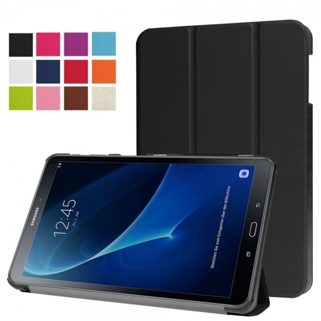 Samsung Galaxy Tab A 10.1 (2016) Dreifach faltbare Leder Smart Case Hülle - schwarz