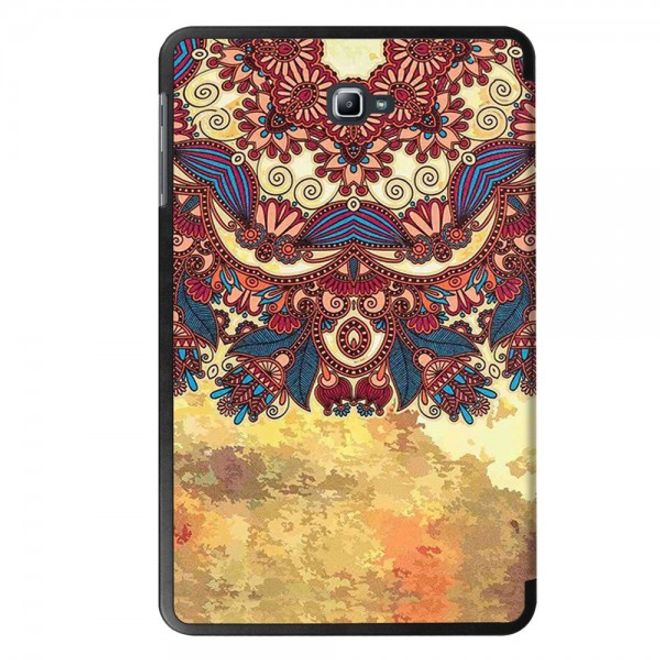 Samsung Galaxy Tab A 10.1 (2016) Leder Smart Case Hülle mit Blumen im Retro Look