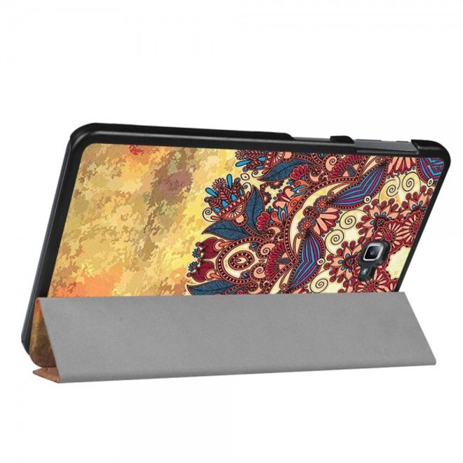 Samsung Galaxy Tab A 10.1 (2016) Leder Smart Case Hülle mit Blumen im Retro Look
